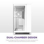 NZXT H9 Flow Dual-Chamber ATX Mid-Tower PC Gaming Case – High-Airflow Perforated Top Panel – Tempered Glass Front & Side Panels – 360mm Radiator Support – Cable Management – White