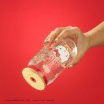 JoyJolt Sanrio Hello Kitty and Friends Favorite Flavor Glass Tumbler with Bamboo Lid and Straw, Leakproof 16oz Clear Soda Can Shaped Cup featuring Hello Kitty, Hello Kitty Merch