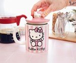 Toynk Sanrio Hello Kitty Pink Stripes Ceramic Mug With Lid | Large Coffee Cup For Tea, Espresso, Cocoa | Holds 18 Ounces
