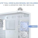 MUSETEX PC CASE ATX 3 Non-LED Fans Pre-Installed, Type-C Mid Tower Computer Case with Full View Dual Tempered Glass, Gaming PC Case,White(K2)