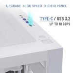 MUSETEX PC CASE ATX 3 Non-LED Fans Pre-Installed, Type-C Mid Tower Computer Case with Full View Dual Tempered Glass, Gaming PC Case,White(K2)