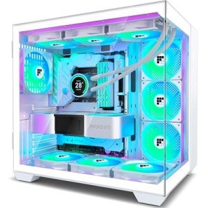 FOIFKIN F600 PC Case - Pre-Installed 6 PWM ARGB Fan, ATX Mid-Tower Gaming PC Case, 270° Panoramic Glass with Type-C, FOIFKIN (White, F600)