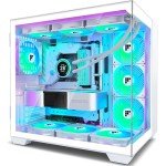 FOIFKIN F600 PC Case - Pre-Installed 6 PWM ARGB Fan, ATX Mid-Tower Gaming PC Case, 270° Panoramic Glass with Type-C, FOIFKIN (White, F600)