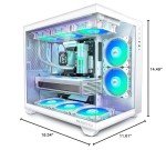 MUSETEX ATX PC Case, 6 PWM ARGB Fans Pre-Installed, 360MM RAD Support, Type-C Gaming PC Case, 270° Full View Tempered Glass Mid Tower, Pure White ATX Computer Case,Y6