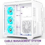 FOIFKIN F600 PC Case - Pre-Installed 6 PWM ARGB Fan, ATX Mid-Tower Gaming PC Case, 270° Panoramic Glass with Type-C, FOIFKIN (White, F600)