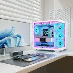 FOIFKIN F600 PC Case - Pre-Installed 6 PWM ARGB Fan, ATX Mid-Tower Gaming PC Case, 270° Panoramic Glass with Type-C, FOIFKIN (White, F600)