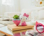 Toynk Sanrio Hello Kitty Strawberry 5-Inch Ceramic Planter with Artificial Succulent | Cute Flower Pot, Faux Indoor Plants