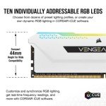CORSAIR VENGEANCE RGB PRO SL DDR4 RAM 32GB (2x16GB) 3600MHz CL18-22-22-42 1.35V Intel AMD Desktop Computer Memory - White (CMH32GX4M2D3600C18W)