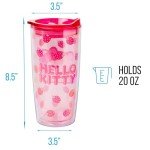 Silver Buffalo Sanrio Hello Kitty Strawberry Double Wall Travel Tumbler with Slide Close Lid, 20 Ounces