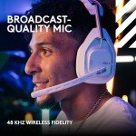 Logitech G Astro A50 X Omni-Platform Wireless Gaming Headset + Base Station for PS5, Xbox, PC: PLAYSYNC Video & Audio Switcher, HDMI 2.1 4K 120Hz VRR, <24 bit/48 kHz, 24hr Battery, 2.4GHz & BT - White