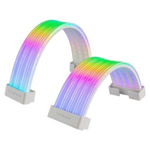 TECWARE Flex RGB, PSU Extension Cable Cover Kit, Light Up LED Strip Set for GPU and Motherboard PC Cables, 5V 3 Pin ARGB Sync, Compatible with 8-Pin, 16-Pin, 24-Pin, White