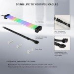 TECWARE Flex RGB, PSU Extension Cable Cover Kit, Light Up LED Strip Set for GPU and Motherboard PC Cables, 5V 3 Pin ARGB Sync, Compatible with 8-Pin, 16-Pin, 24-Pin, White