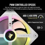 Corsair iCUE LINK QX120 RGB 120mm Magnetic Dome RGB Fans - Triple Fan Starter Kit with iCUE LINK System Hub - White