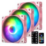Vetroo 3-Pack Computer Case Fan 120mm Address RGB & PWM Cooling Fans High Performance with Controller Hub - Pink