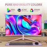 CUNPU Pink Computer Monitor, 27 inch 1440p 165Hz (Supports 144Hz) Kawaii Gaming Monitor, VA Panel 1500R Curved PC Monitor, Free-Sync, Built-in Speaker, Tilt Adjustment, DP/HDMI/USB
