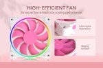 ID-COOLING ZF-12025-PINK Trio 120mm Case Fan 3 Pack Pink Fan MB Sync(5V 3pin) PWM Fans for Radiator/CPU Cooler/Computer Case