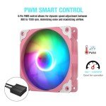 Vetroo 3-Pack Computer Case Fan 120mm Address RGB & PWM Cooling Fans High Performance with Controller Hub - Pink
