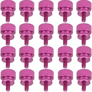 HELIFOUNER 20 Pieces 6-32 Thread, Pink Color Anodized Aluminum Computer Case Thumbscrews, Thumb Screws for Computer Case/Cover/Power Supply/Hard Drives