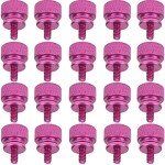 HELIFOUNER 20 Pieces 6-32 Thread, Pink Color Anodized Aluminum Computer Case Thumbscrews, Thumb Screws for Computer Case/Cover/Power Supply/Hard Drives