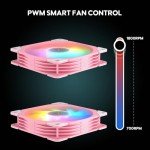 Vetroo SA-120 120mm FDB High Airflow PC Case Fan for Radiator/CPU Air Cooler/Computer Case, Fluid Dynamic Bearing, 5V 3-Pin ARGB & 4-Pin PWM Smart Control - Pink