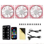 Vetroo 3-Pack Computer Case Fan 120mm Address RGB & PWM Cooling Fans High Performance with Controller Hub - Pink