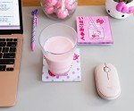 Sanrio Hello Kitty Strawberry Milk Glass Coasters for Drinks, Set of 4 | Tabletop Protection for Home Kitchen, Dining Room Table