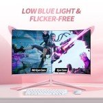 CUNPU Pink Computer Monitor, 27 inch 1440p 165Hz (Supports 144Hz) Kawaii Gaming Monitor, VA Panel 1500R Curved PC Monitor, Free-Sync, Built-in Speaker, Tilt Adjustment, DP/HDMI/USB