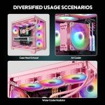 Vetroo SA-120 120mm FDB High Airflow PC Case Fan for Radiator/CPU Air Cooler/Computer Case, Fluid Dynamic Bearing, 5V 3-Pin ARGB & 4-Pin PWM Smart Control - Pink