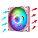 Vetroo 3-Pack Computer Case Fan 120mm Address RGB & PWM Cooling Fans High Performance with Controller Hub - Pink