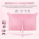 CUNPU Pink Computer Monitor, 27 inch 1440p 165Hz (Supports 144Hz) Kawaii Gaming Monitor, VA Panel 1500R Curved PC Monitor, Free-Sync, Built-in Speaker, Tilt Adjustment, DP/HDMI/USB