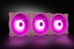 120mm Pink LED Quiet 12V PC Computer Gaming Cooling Fan with Triple-Light Loop for PC/CPU/Case Cooling (3-Pack)