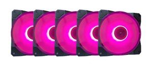 Apevia CO512L-PK Cosmos 120mm Pink LED Ultra Silent Case Fan w/ 16 LEDs & Anti-Vibration Rubber Pads (5 Pk)