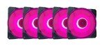 Apevia CO512L-PK Cosmos 120mm Pink LED Ultra Silent Case Fan w/ 16 LEDs & Anti-Vibration Rubber Pads (5 Pk)