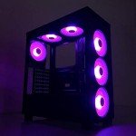 Apevia CO512L-PK Cosmos 120mm Pink LED Ultra Silent Case Fan w/ 16 LEDs & Anti-Vibration Rubber Pads (5 Pk)