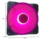 Apevia CO512L-PK Cosmos 120mm Pink LED Ultra Silent Case Fan w/ 16 LEDs & Anti-Vibration Rubber Pads (5 Pk)