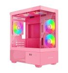 Apevia Phantom-PK Phantom Micro-ATX Dual-Chamber Gaming PC Case w/ 5X 120mm ARGB Fans, 366 RGB Modes, Dual Tempered Glass Panels, 240mm Radiator Support, 2X USB3.0, HD Audio Port, Pink