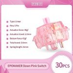 EPOMAKER Dawn Pink 38gf Linear Mechanical Keyboard Switch, 5 Pins Switch Set with POM Stem, Translucent PC Housing, 30 Pieces, for Gaming DIY Keyboard