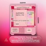 Apevia Phantom-PK Phantom Micro-ATX Dual-Chamber Gaming PC Case w/ 5X 120mm ARGB Fans, 366 RGB Modes, Dual Tempered Glass Panels, 240mm Radiator Support, 2X USB3.0, HD Audio Port, Pink