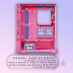 Apevia Eclipse-PK Eclipse Mid Tower Gaming PC Case w/ 5X 120mm ARGB Fans, 366 RGB Light Modes, Minimalistic Honeycomb Design, Tempered Glass Front & Side Panels, 1X USB3.0, 2X USB2.0, Pink