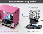 ElectroCookie Raspberry Pi 5 Case, Aluminum Mini Tower Case with Cooling Fan and Color Changing Ambient Light (Pink)