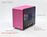 ElectroCookie Raspberry Pi 5 Case, Aluminum Mini Tower Case with Cooling Fan and Color Changing Ambient Light (Pink)