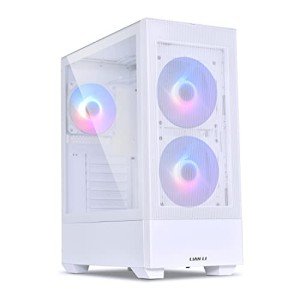 LIAN LI High Airflow ATX White PC Case, RGB Gaming Computer Case, Mesh Front Panel Mid-Tower Chassis, 3 ARGB PWM Fans Pre-Installed, USB Type-C Port, Tempered Glass Panel (LANCOOL 205 MESH C, White)