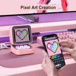 Divoom Ditoo Retro Pixel Art Game Bluetooth Speaker with 16X16 LED App Controlled Front Screen (Pink)