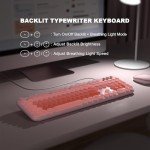 MOWUX Wired Keyboard with Backlit, Light Up Computer Keyboards with Multimedia Keys, Full Size Wired Keyboard with Illuminated LED, Plug and Play, Anti-Wear Letters for Laptop, Desktop- Pink Colorful