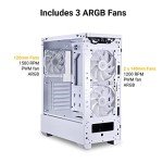 LIAN LI High Airflow ATX White PC Case, RGB Gaming Computer Case, Mesh Front Panel Mid-Tower Chassis, 3 ARGB PWM Fans Pre-Installed, USB Type-C Port, Tempered Glass Panel (LANCOOL 205 MESH C, White)