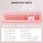 MOWUX Wired Keyboard with Backlit, Light Up Computer Keyboards with Multimedia Keys, Full Size Wired Keyboard with Illuminated LED, Plug and Play, Anti-Wear Letters for Laptop, Desktop- Pink Colorful