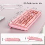 MOWUX Wired Keyboard with Backlit, Light Up Computer Keyboards with Multimedia Keys, Full Size Wired Keyboard with Illuminated LED, Plug and Play, Anti-Wear Letters for Laptop, Desktop- Pink Colorful