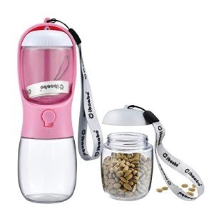 Cibaabo Dog Water Bottle with Food Container, Travel Puppy Water Bowl, Portable Pet Dispenser, Dog Stuff Accessories Items, Puppy Essentials Necessities for Walking and Hiking Girl Dog Gift