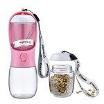Cibaabo Dog Water Bottle with Food Container, Travel Puppy Water Bowl, Portable Pet Dispenser, Dog Stuff Accessories Items, Puppy Essentials Necessities for Walking and Hiking Girl Dog Gift