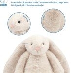 Best Pet Supplies Interactive Bunny Buddy Dog Toy with Crinkle and Squeaky Enrichment for Small and Medium Breed Puppies or Dogs, Cute and Plush - Bunny (Beige)